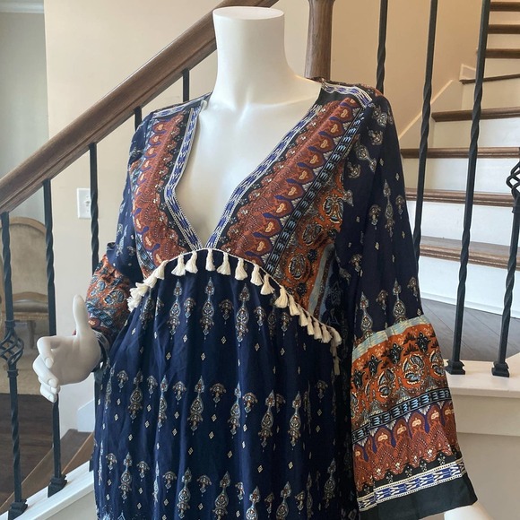 KORI AMERICA Paisley Flare Sleeve Trapeze Dress, size Medium - Picture 4 of 8